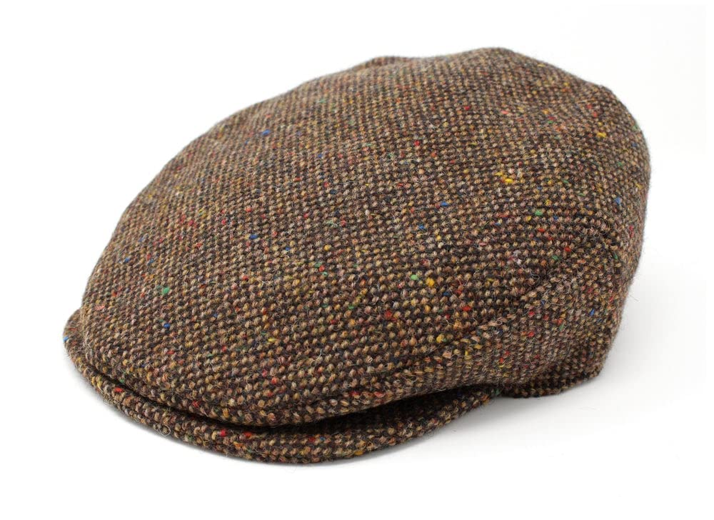 Hanna Hats Men's Donegal Tweed Vintage Cap (Brown Tweed, XLarge)