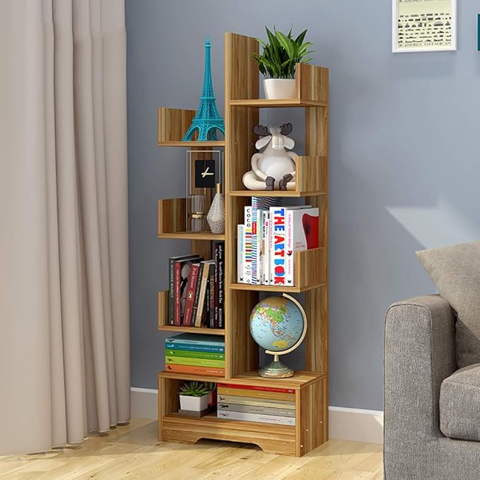 7 Niveles Librería,Multiusos Abierto Estante De Almacenamiento Madera