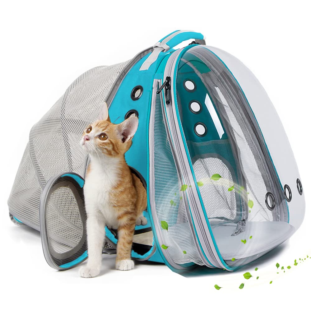 Interfashioner® Expandable Cat Backpack Carrier, Front & Back Dual Extension Clear Bubble Pet Backpack Carrier for Fat Cats Small Dogs up to 9kgs, Backpack for Large Cats