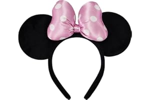 ODOCARE Handmade Mouse Ears Headband for Women and Ladies, Polka Dot Bow Minnie Ears Costume Accessories