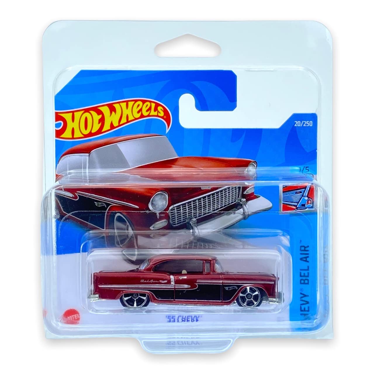 Hot Wheels '55 Chevy (Red) 1/5 Chevy Bel Air 2022 - 20/250 (Short Card) *** COMES IN A KLAS CAR KEEPER PROTECTIVE COLLECTORS CASE *** HCW84