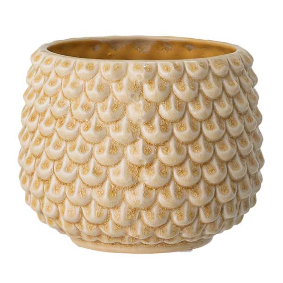 Nordring Ceramic Flower Pot Pino - colorful Planter, Pot for plants, sukkulents Size L (16,5 cm ø) Dia 6,5'' H 5'', Stoneware, ivory