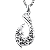 Palpitate Fish Hook Necklace for Men and Women S925 Sterling Silver Ocean Fishing Hook Pendant Sailor & Nautical Jewelry Gift