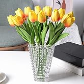 SHINE-CO LIGHTING Artificial Tulips 10Pcs Real Touch Fake Tulips PU Flower Arrangement Bouquets for Home Party Decoration (Orange)