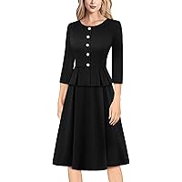 VFSHOW Womens Button Pockets Work Office Business Casual A