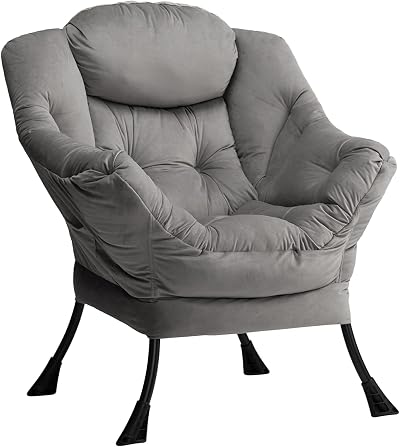 HollyHOME Velvet Armchair Dark Gray with Steel Frame 95x80x64 cm
