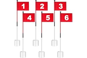 Lenwen 6 Set Golf Flagstick Golf Pin Flag Hole Cup Set Putting Green Flag and Poles Nylon Practice Portable 2 Section Design Putting Green Gifts for Yard Backyard Garden Driving Range