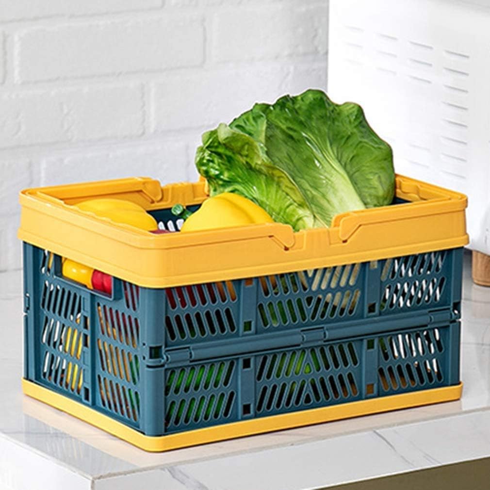 Green Unique Zone Collapsible Plastic Shopping Basket, Plastic Folding