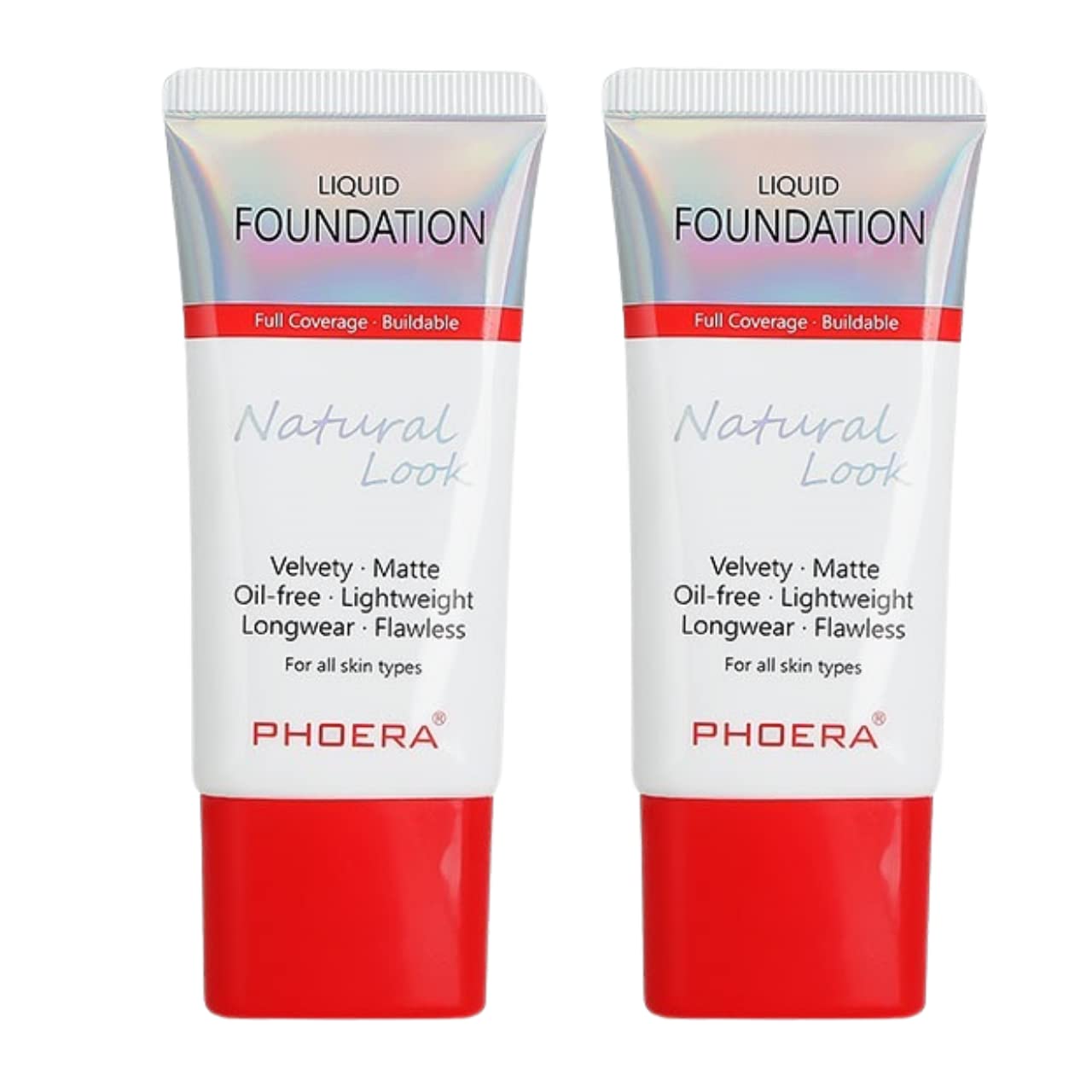 Glamza Phoera Full Coverage Makeup Set - 24hr Long Lasting Oil Control - Smarter Packaging - Inc 2 x 30ml Foundation (104A Natural Beige)