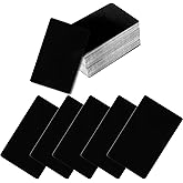 100 Pcs Blank Metal Business Cards, MaehSab 0.2mm Aluminum Laser Engraved Black Name Card, Metallic Office Name Cards DIY Gif