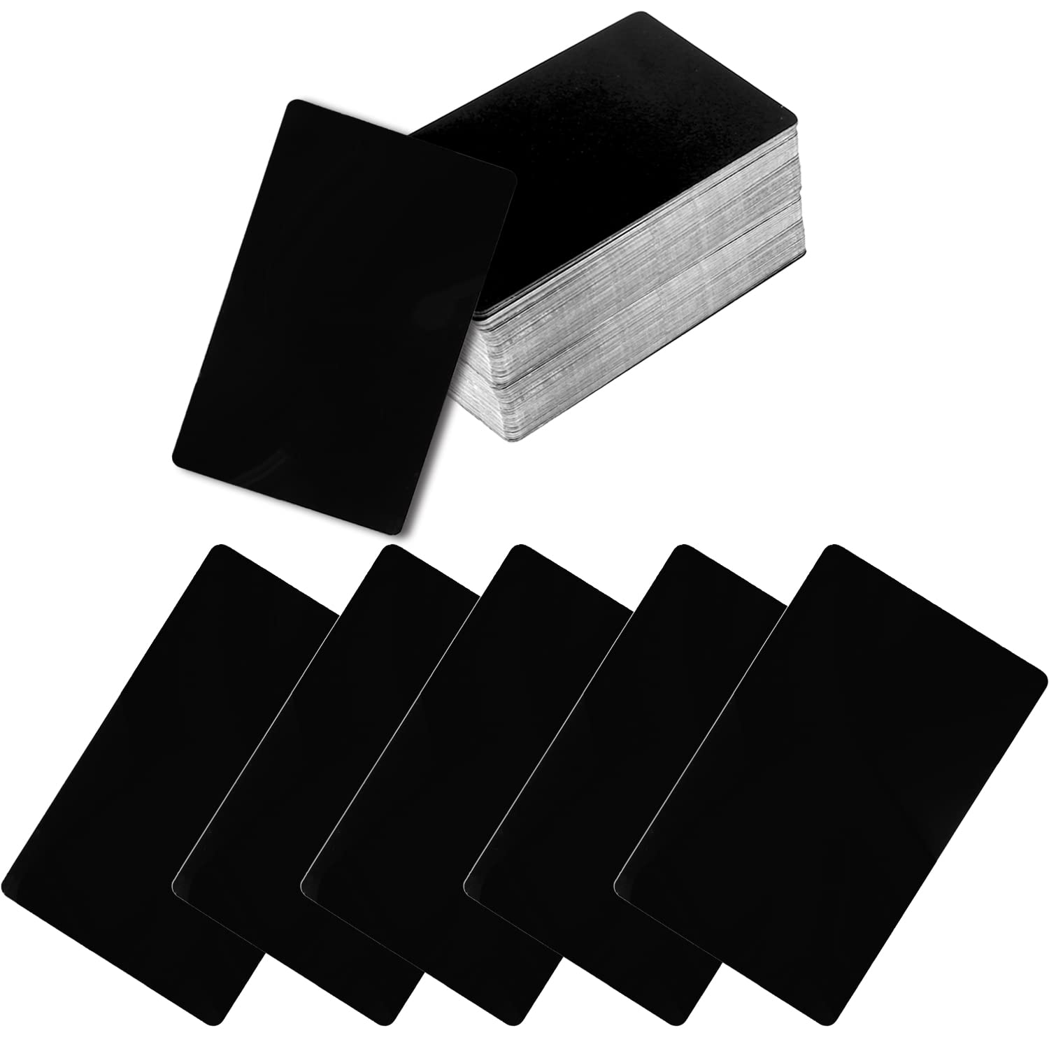 MaehSab 100 Pcs Blank Metal Business Cards, Aluminum Business Card DIY Gift, VIP Card DIY Black (86 x 54mm)