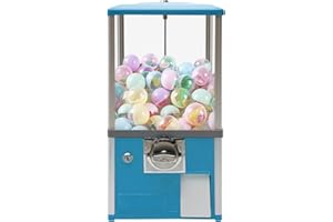 LyeXD Gumball Vending Machine, Big Bubble Candy Dispenser Machine Candy Gumball Machine Bank, 2 25 Cent Coins Per Side, 1.77in Capsule Toys, Gum Ball Vending Machines for 25 Cent Coin Only (Blue)