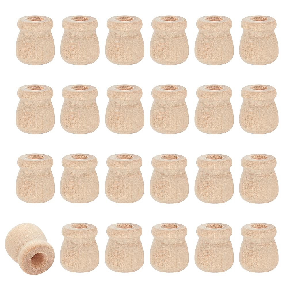 PH PandaHall 50pcs Wood Candle Holders, Unfinished Wood Candles Cups Candlesticks Holders Wood Bean Pot Candle Cups Wooden Taper Candles Vase for Fireplace Console Table Decoration, Diameter: 6mm