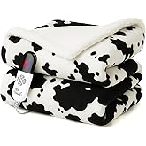 Klaggie Electric Heated Throw Blanket Sherpa 50"x60" Cow Print Machine Washable 6 Heat Settings 4 Hours Auto Off Overheat Protection for Home Office Use