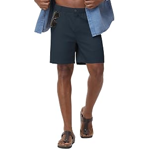 ZKMAN Mens Linen Shorts Casual 7" Summer Beach Breathable Zip Fly Shorts | Soft 80% cotton blend material, With 3 deep phone