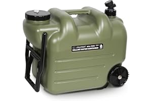 PalProt® Water Storage Container with Spigot | 7.4 Gal - Camping Water Jug with Portable Rolling Wheel - Reusable Long Term Water Dispenser with Hose - BPA Free Food Grade Emergency Water Tank