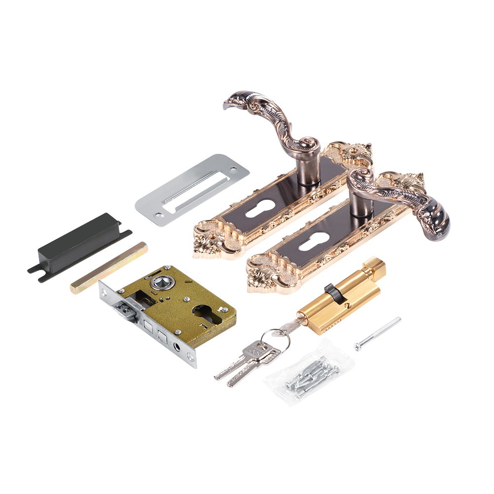 Door Lock Handle , European Style Retro Aluminum Alloy Vintage Door Lock Interior Anti Theft Room Door Lock Home Handle Furniture Hardware Security with KeysDoor and window hardware and locks