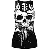 Sister Amy® Women's Stylish Patterns Print Hollow Out T-Shirt Crew Neck Plus Size Breathable Tank Top