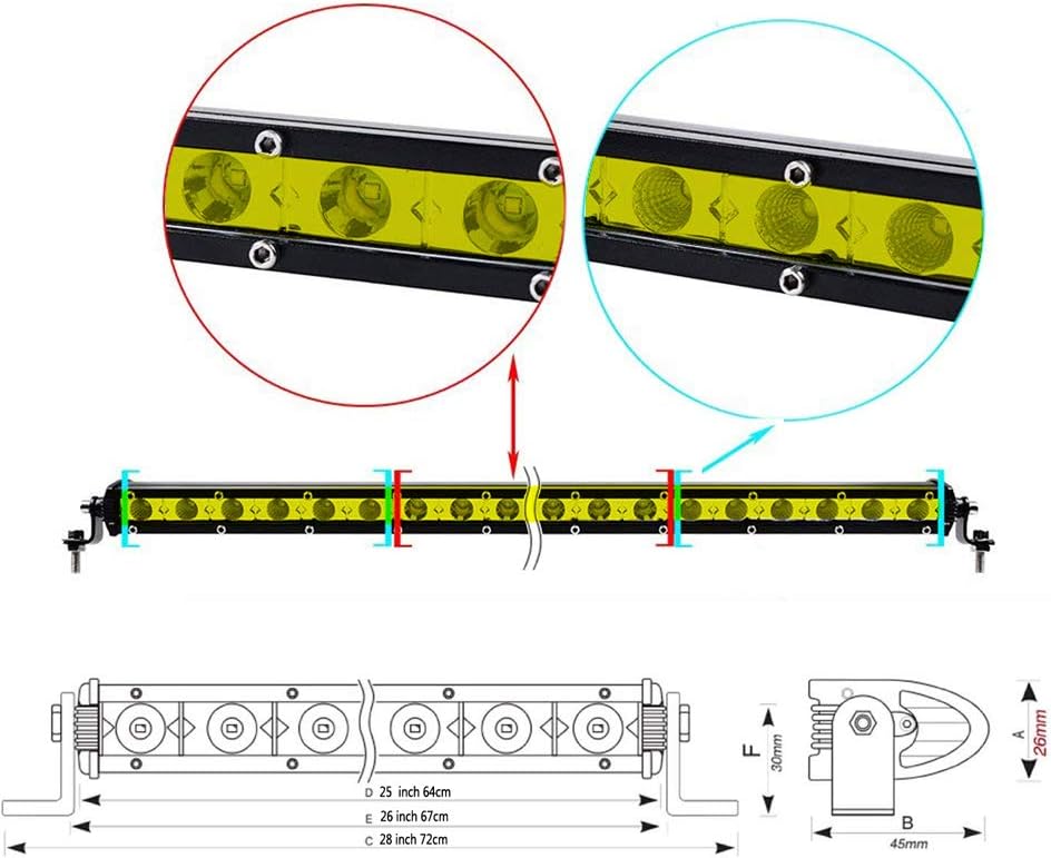 Willpower 25 inch 120W Single Row LED Light Bar Low Profile Ultra Thin Slim Mini Spot Flood Combo Beam Led Off Road Lights Driving Lights Led Fog: Automotive