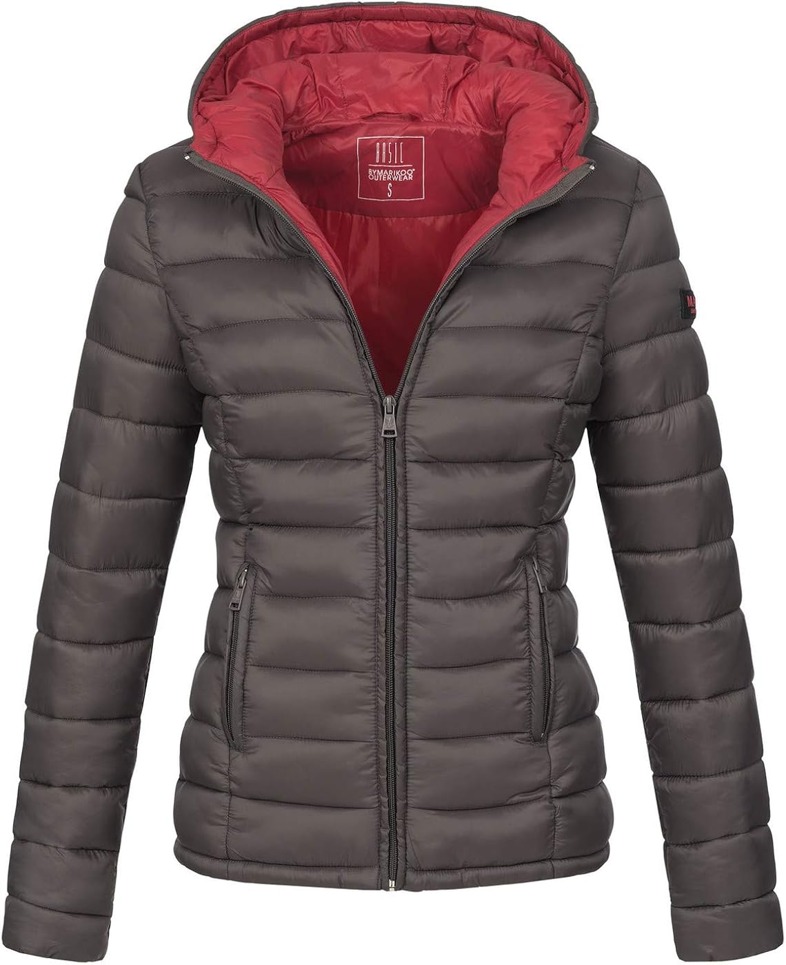 MARIKOO Damen Blousonjacke - Leichte Übergangsjacke In Woll-Optik