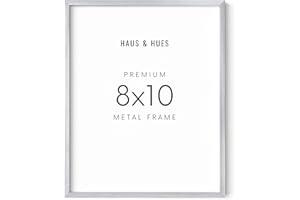 HAUS AND HUES 8x10 Silver Picture Frame - Modern Aluminum Wall Display - Lightweight Frame for Posters, Art Prints, or Photos (8x10 in, Silver)