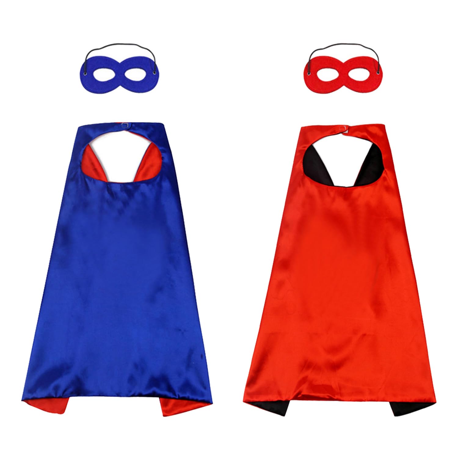 SYEYCW 2 Pcs Double-Sided Dual-Color Reversible Capes with 2 Pcs Felt Masks, Superhero Theme Masquerade Cosplay Double-Sided Cloaks Dressing up Party, for Halloween, Party, Fancy Dress up Accessory