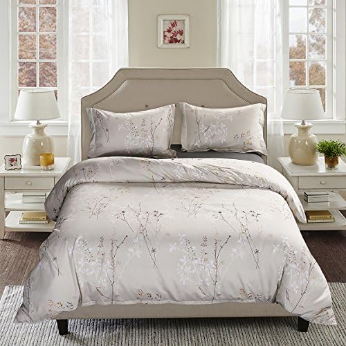 3 Piece Duvet Cover and Pillow Shams Bedding Sets, Hypoallergenic Breathable Soft Microfiber Wrinkle Free with Hidden Zipper and Tieback (Queen)