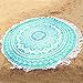 Round Beach Towel, Lemon Hour Mandala Beach Blanket with Tassels, Extra Water Absorbent Outdoor Round Beach Throw, Bohemian Style, Multi-Purpose Beach Towel, Lake Blue, 150 CM/ 59 Inch