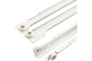 Prime-Line R 7210 Drawer Slide Kit – Replace Drawer Track Hardware – Self-Closing Design –Fits Most Bottom/ Side-Mounted Drawer Systems –15-3/4 In. Steel Tracks, Plastic Wheels, White (1 Pair)
