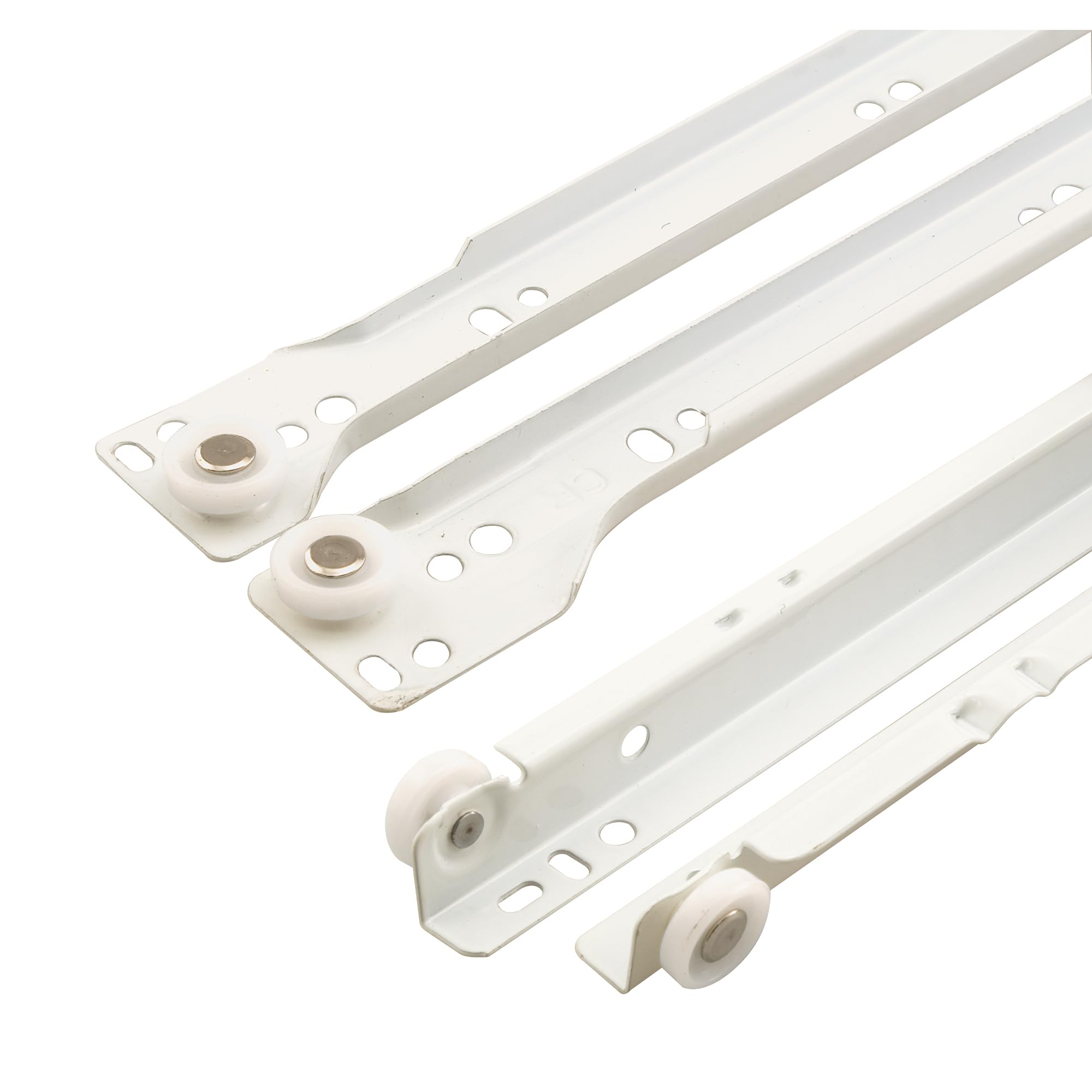 PRIME-LINE R 7211 17-3/4 in. White Painted Steel Bottom-Mount Self-Closing Drawer Slides (1-Pair)