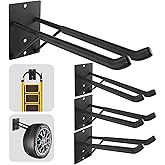 FancyEagle 14" Large Heavy Duty Garage Hooks, 4-Pack Steel Garage Storage Hooks with Support Rods, Utility Wall Mount Hangers for Power Tools, Car Tires, Ladders, Chairs, Garden Tools and More