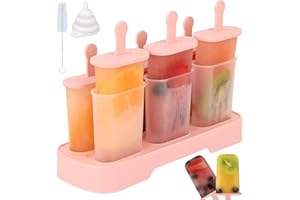 WMKGG Popsicles Molds Set, 6 PCS Ice Pop Mold,Homemade Ice Cream Mould with Sticks, Popsicle Maker(Pink)