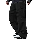 GORGLITTER Men's Cargo Baggy Sweatpants Drawstring Elastic Waist Wide Leg Sweatpants