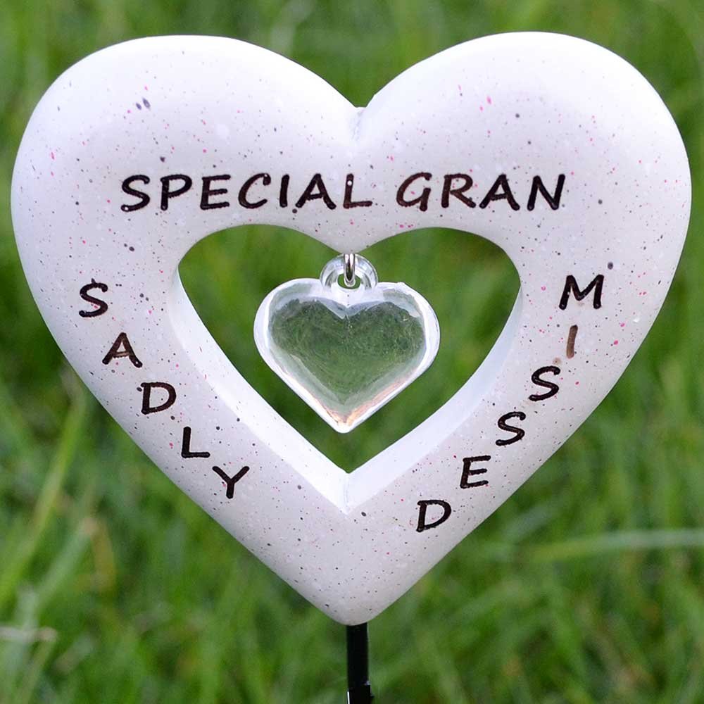 Angraves Sadly Missed Special Gran Love Heart Memorial Tribute Stick Graveside Plaque
