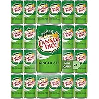 Canada Dry Ginger Ale Mini Soda Cans, 7.5 oz Soft Drinks Bulk Snacks Pack, Small Refrigerator & Snack Pantry Drink 24 Count B