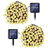 Qedertek Solar String Lights, 2 Packs 100 LED, 33ft, Warm White, Waterproof Outdoor Decoration Lighting, for Wedding, Holiday Event Party, Tree and House Decor
