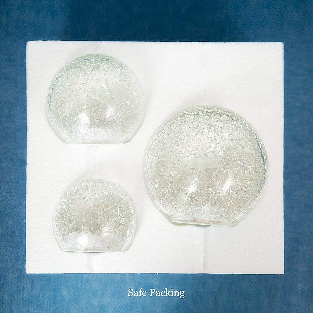 Glass Ball LED Light Christmas Wireless Crackle Glass Light Warm White Night Lamp for Bedroom Living-Room Dresser Nursery Kitchen Garden Restaurant Modern Glass Decoration Glass Craft (3 Pack)