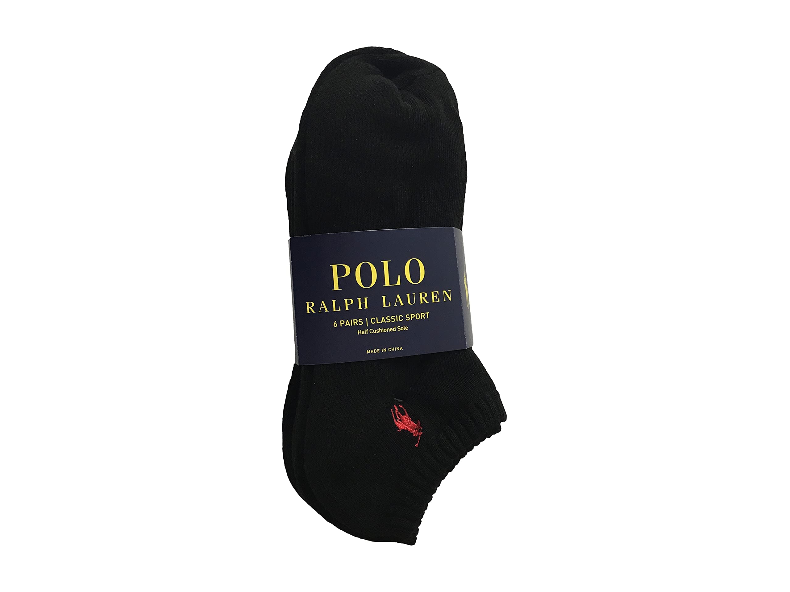 Photo 1 of POLO RALPH LAUREN Men's Socks Polyester/Spandex Blend ZP113868PK6N 6 Pairs Black (6-12)
