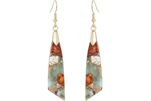 PLUMISS Boho Women Natural Stone Earrings Unique Healing Imperial Jasper Gemstone Energy Hypoallergenic Lightweight Dangle Drop Earrings Multiple Styles Earrings Jewelry for Birthday Party Gift