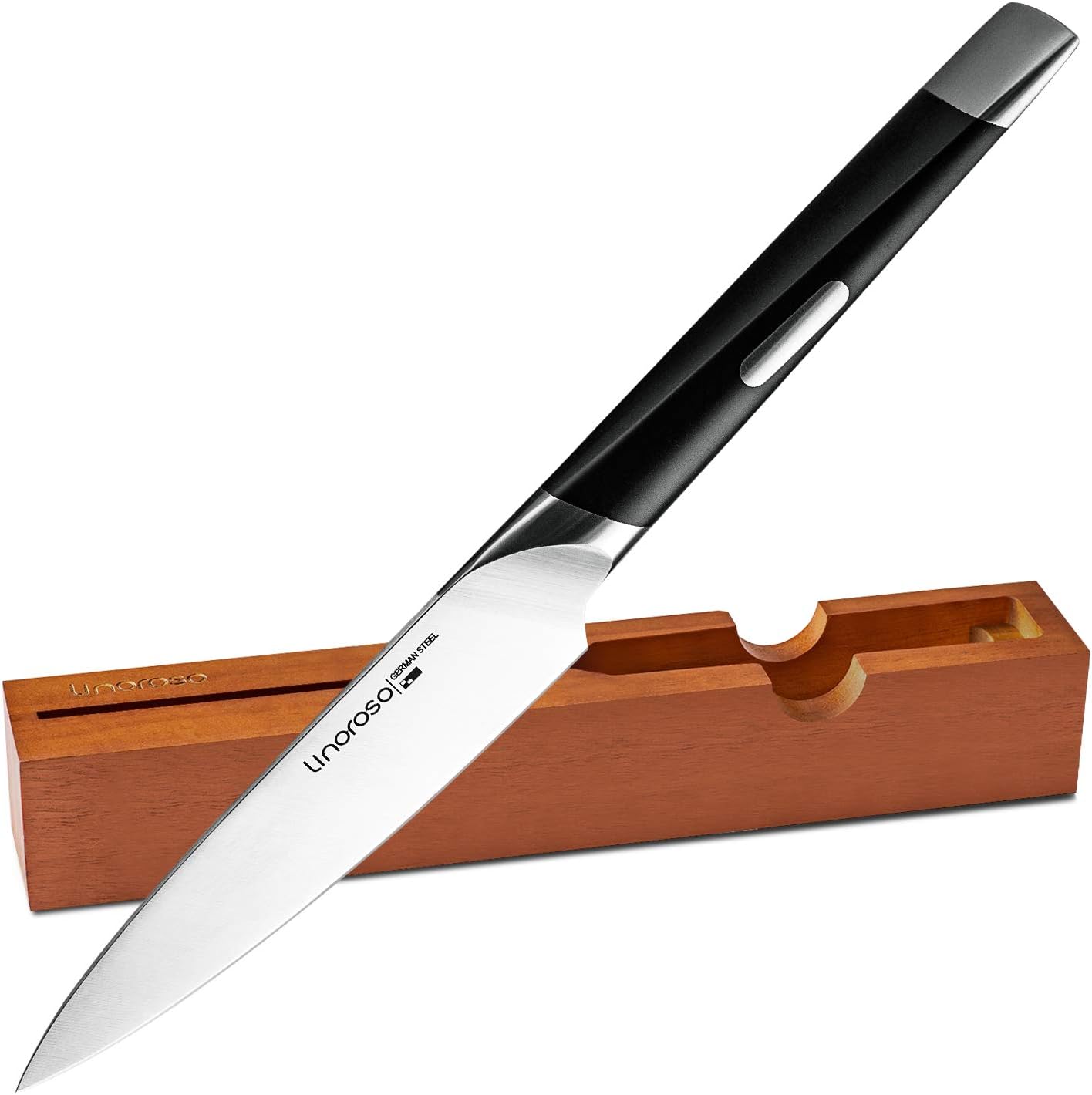 Linoroso Paring Knife 4.5 in, Extra Sharp Small Kitchen Knife, German High-Carbon Stainless Steel, Precision Forged