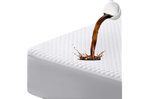 EMONIA Queen Size Mattress Protector 100% Waterproof Breathable & Cooling Mattress Cover Pad Ultra Soft & Noiseless 3D Air Fabric Fitted 8"-21" Deep Pocket Machine Washable（(White Beehive,Queen）