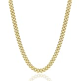 Gold Chain for Men, Mens 5mm/6mm Gold Plated Stainless Steel Cuban Link Chain Necklace, 18-26 Inches