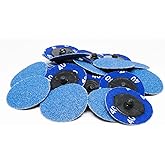 Benchmark Abrasives 2" Zirconia Quick Change Sanding Discs, 120 Grit | Male R Type Backing, Drill &amp; Die Grinder Compatible, Deburring Polishing Rust Removal, 25-Count