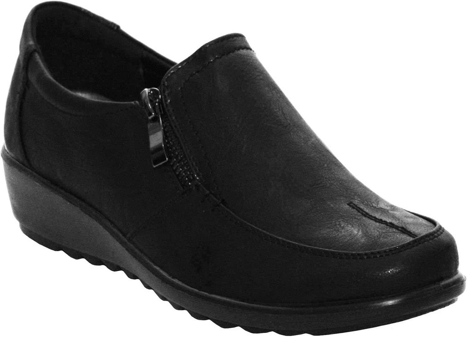 Cushion Walk Ladies Black Loafer Flats Shoes UK Sizes 48 Cushion Walk Ladies Black Loafer Flats Shoes UK Sizes 48