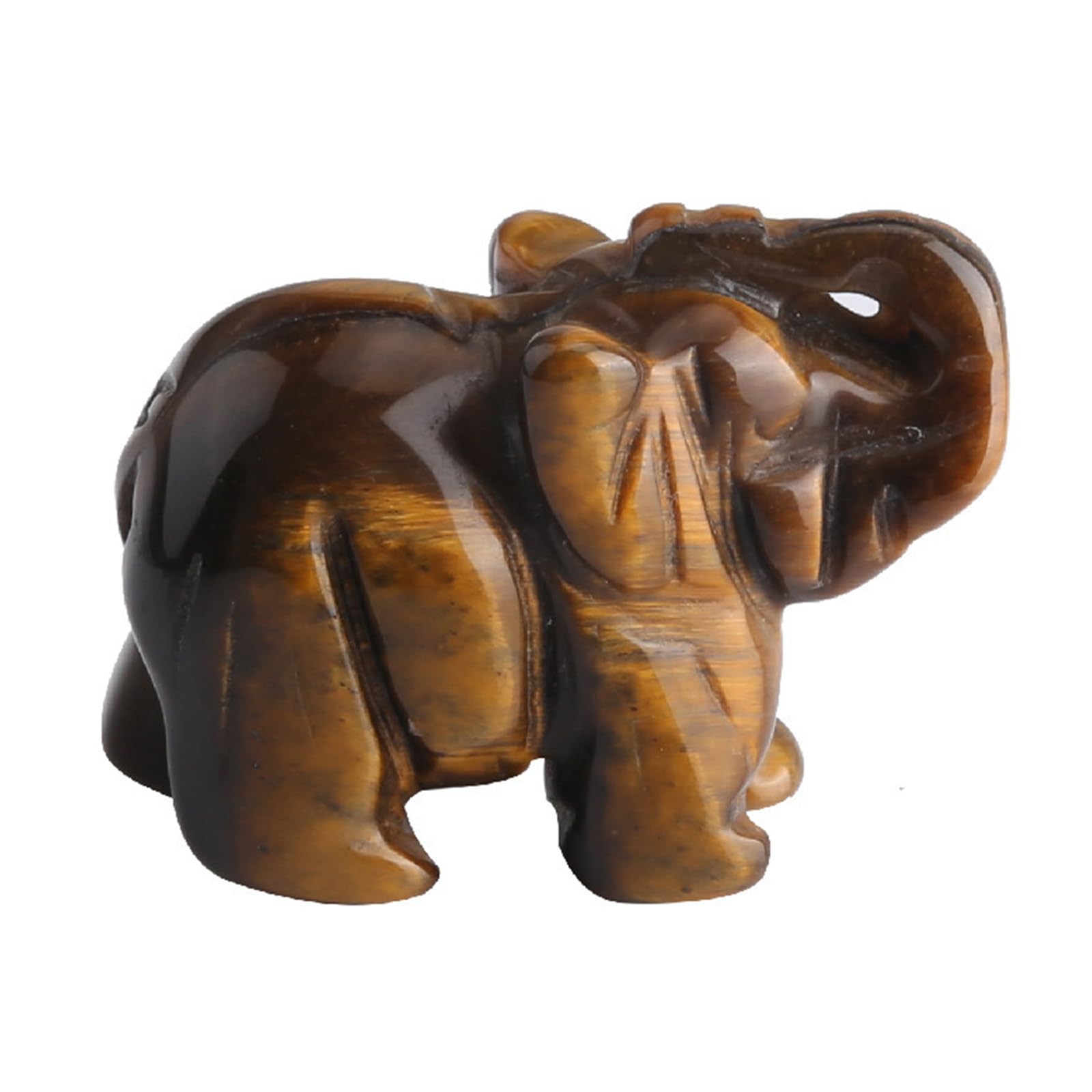 Jarsense 2 Inch Tigers Eye Crystal Elephant Ornament Healing Crystal Home Jewelry Natural Jade Crystal Carving Gift