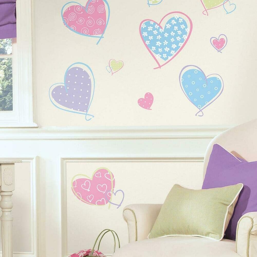 RoomMates Repositionable Childrens Wall Stickers - Hearts, Multi-coloured, 26.5 cm L X 25 cm W - Image 3