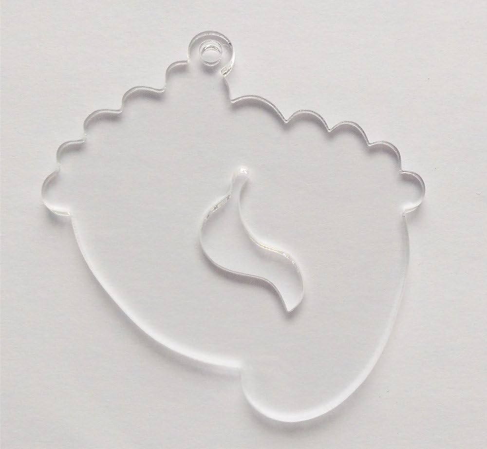 10PCS of Clear Blank Acrylic Baby Feet Key Chains Acrylic Charms,Clear Acrylic Laser Cut Shape (2.5")