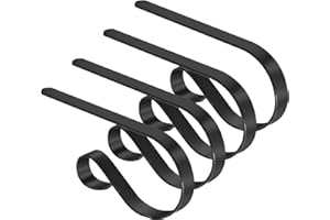 TAROSE Stocking Holders for Mantle, Christmas Stocking Holder Set of 4, Mantle Clip Fireplace Hooks Hanger for Christmas Party Decoration Supplies (Black)