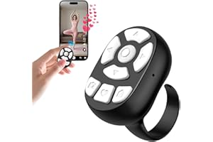 OUTXE Wireless Auto Clicker for TikTok, Bluetooth Remote Scrolling Ring for iPhone Hands-Free Liking/Page Turn/Volume Adjust/Take Photos Without Touching Phone Screen(Black)