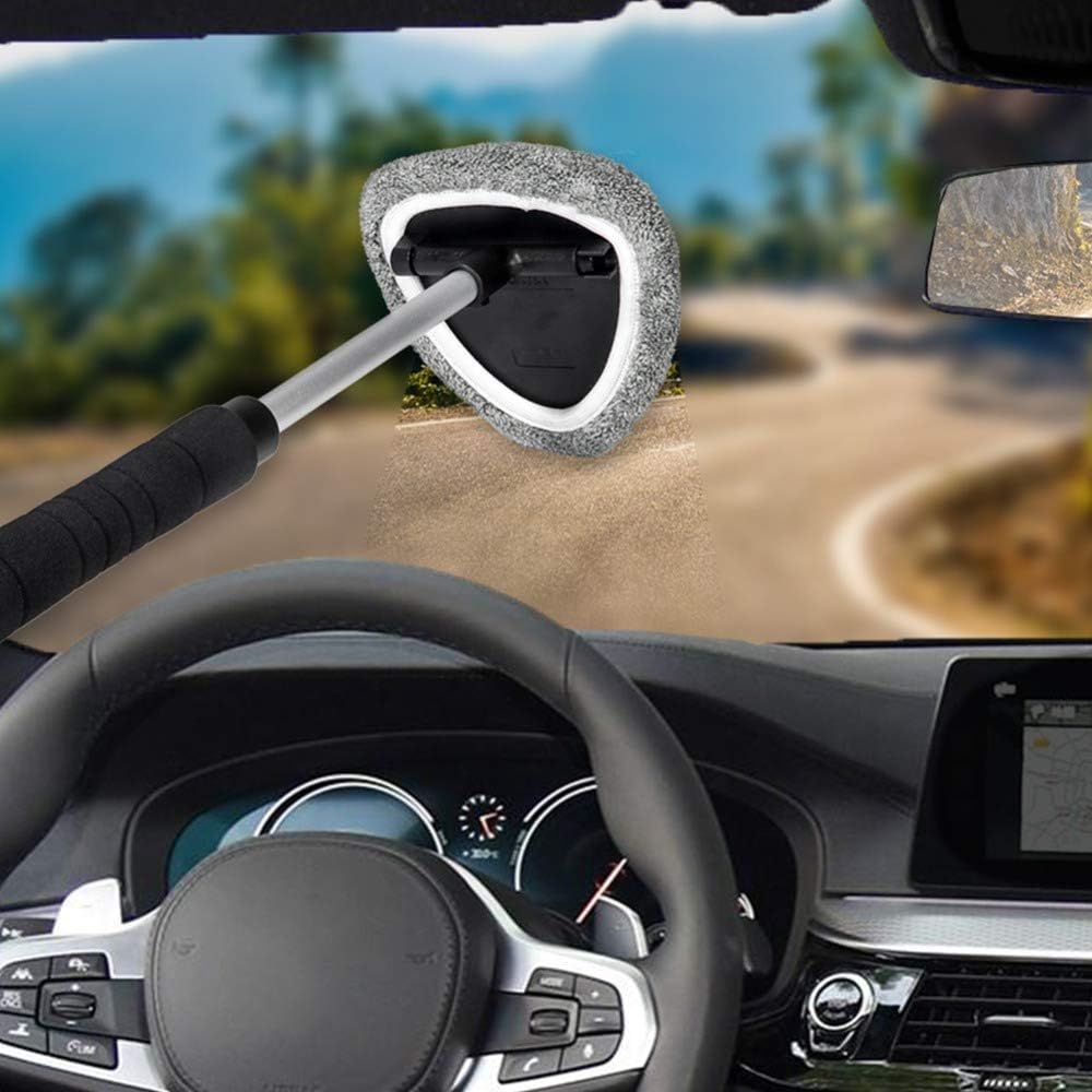 SoSickWithIt Windshield Cleaning Tool, Windshield Cleaner with Pivoting Triangular Head and Extendable Handle 2 Washable and Reusable Cover/Cloth for Interior Exterior Use Car Cleaning Kit: Automotive